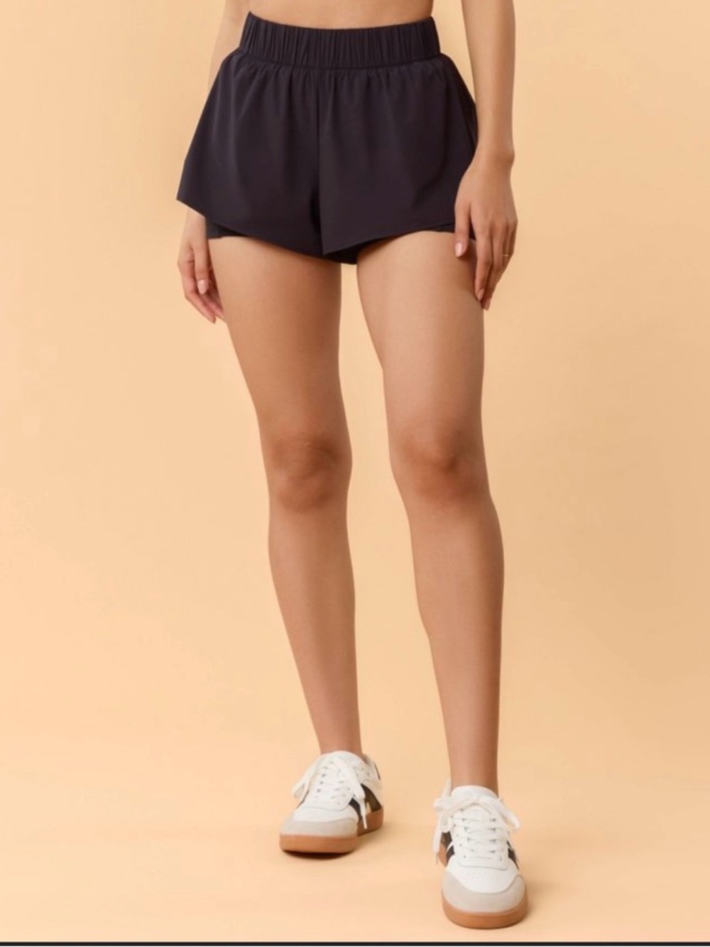 Blogilates Women’s Black Woven Ruffle Shorts with Elastic Waist
